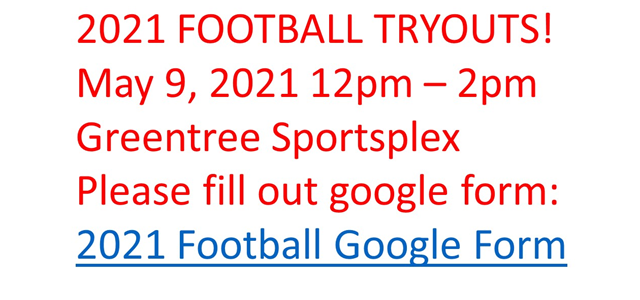 2021 FOOTABLL Tryouts are HERE!